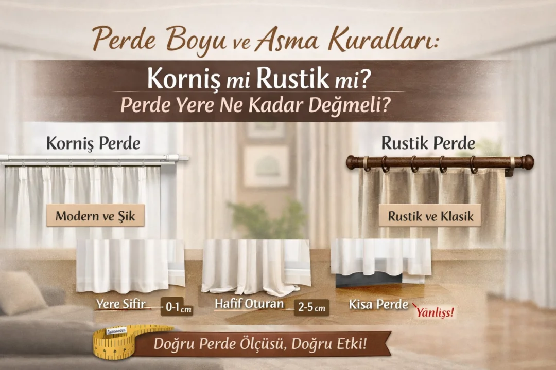 Perde Boyu ve Asma Kuralları: Korniş mi Rustik mi? Perde Yere Ne Kadar Değmeli?
